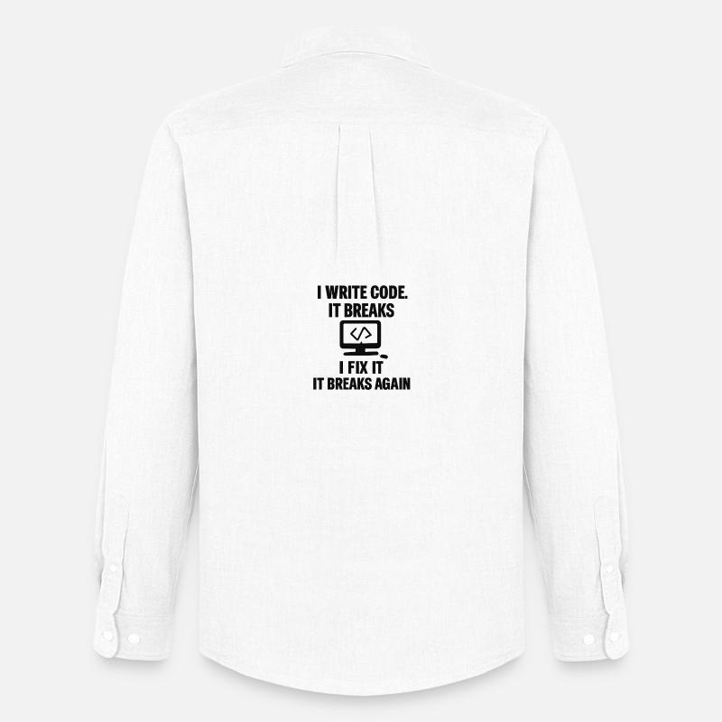 I Write Code – Funny Programmer T-Shirt - Men's Oxford Shirt by Stanley/Stella - white