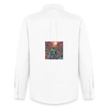 Tempête de zombies en ville - Chemise Oxford homme Stanley/Stella - blanc - Dos - AI Model Male 185 dark (185cm)