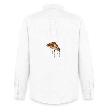 Pizza Mosaic: Artistic Stained Glass Design - Men's Oxford Shirt by Stanley/Stella - white - Back - AI Model Male 185 dark (185cm)