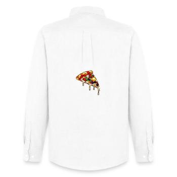 Bunte Pizza bunter mix: Alles Drauf im Comic-Stil - Männer Oxford Hemd von Stanley/Stella - Weiß - Hinten - AI Model Male 185 dark (185cm)