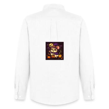 Süße Halloween Maus als Hexe - Männer Oxford Hemd von Stanley/Stella - Weiß - Hinten - AI Model Male 185 dark (185cm)