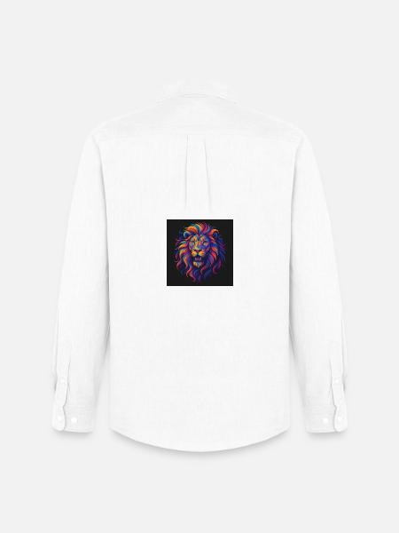 Neon Colors Lion Head Artwork - Men's Oxford Shirt by Stanley/Stella - white