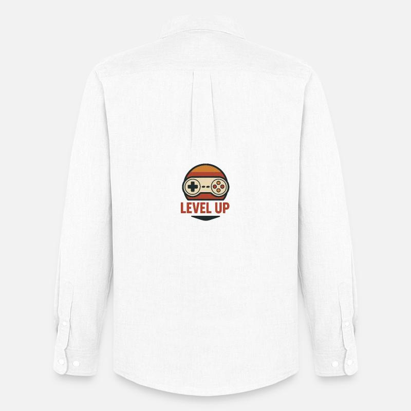Level Up Retro Controller Graphics - Men's Oxford Shirt by Stanley/Stella - white