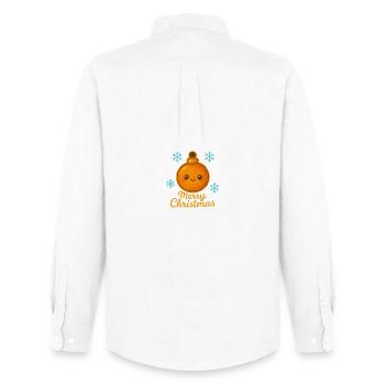 Orangene Kugel mit Schneeflocken - Männer Oxford Hemd von Stanley/Stella - Weiß - Hinten - AI Model Male 185 dark (185cm)