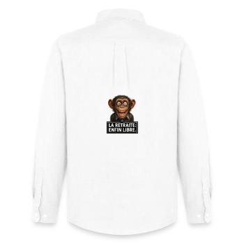 Affe im freien Rückzugsort - Männer Oxford Hemd von Stanley/Stella - Weiß - Hinten - AI Model Male 185 dark (185cm)