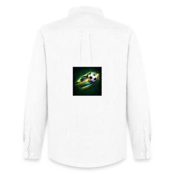 Brazil Flag Football Swing - Men's Oxford Shirt by Stanley/Stella - white - Back - AI Model Male 185 dark (185cm)