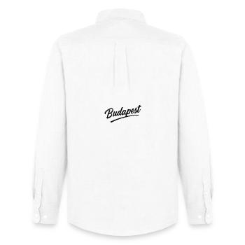Budapest Script Schriftzug Reise-Souvenir - Männer Oxford Hemd von Stanley/Stella - Weiß - Hinten - AI Model Male 185 dark (185cm)