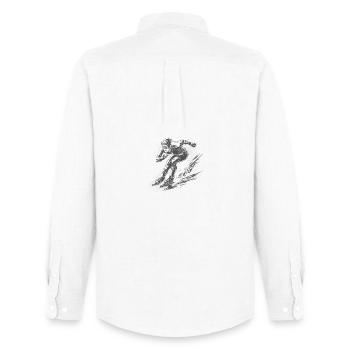Patineurs de vitesse en pleine dynamique - Chemise Oxford homme Stanley/Stella - blanc - Dos - AI Model Male 185 dark (185cm)