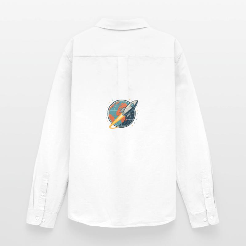 Rocket launch over globe Men's Oxford Shirt by Stanley/Stella