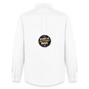 Without Us Nothing Runs - Men's Oxford Shirt by Stanley/Stella - white - Back - AI Model Male 185 dark (185cm)