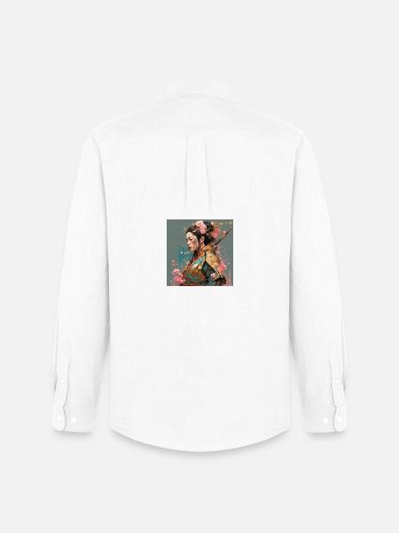 Samurai lady with cherry blossoms - Men's Oxford Shirt by Stanley/Stella - white