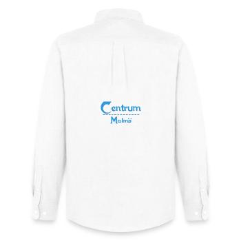Centrum Malmö – Blue Text Design - Men's Oxford Shirt by Stanley/Stella - white - Back - AI Model Male 185 dark (185cm)