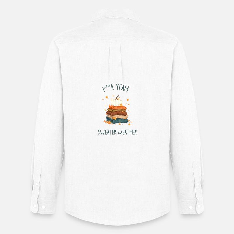 Herbstlicher Pulloverstapel - Männer Oxford Hemd von Stanley/Stella - Weiß