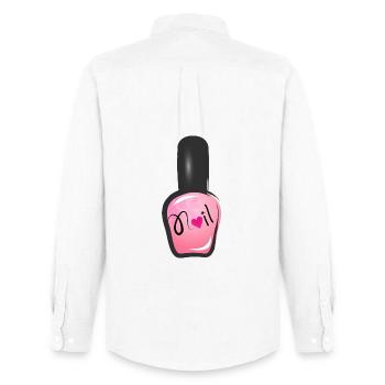 pink nail polish in graffiti style with heart - Men's Oxford Shirt by Stanley/Stella - white - Back - AI Model Male 185 dark (185cm)