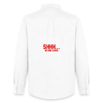 SHHH... No one cares - Men's Oxford Shirt by Stanley/Stella - white - Back - AI Model Male 185 dark (185cm)
