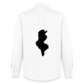 Carte de la Tunisie - Chemise Oxford homme Stanley/Stella - blanc - Dos - AI Model Male 185 dark (185cm)