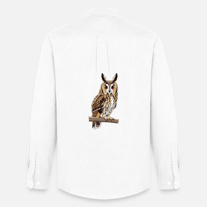 Waldohreule Eule Asio Otus - Männer Oxford Hemd von Stanley/Stella - Weiß