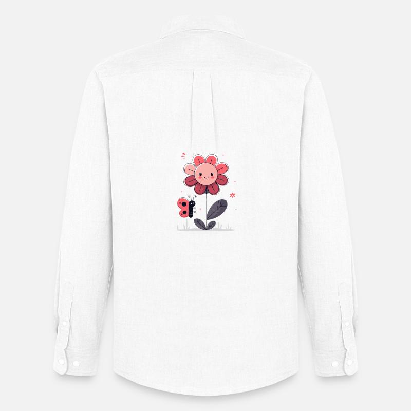 Blume mit Schmetterling - Männer Oxford Hemd von Stanley/Stella - Weiß