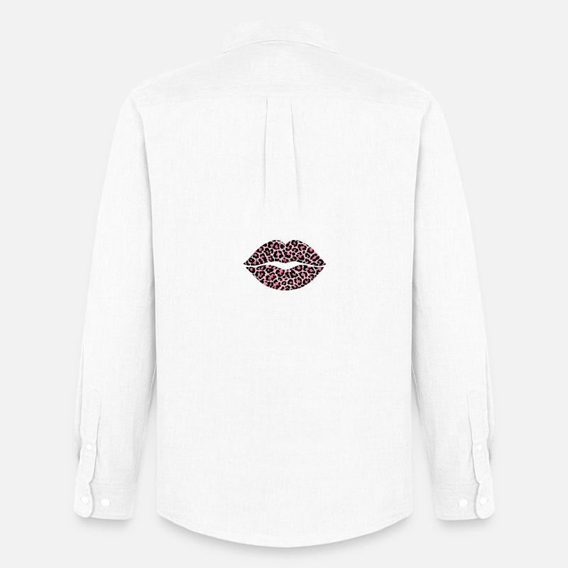 Leoprint Lips - Männer Oxford Hemd von Stanley/Stella - Weiß