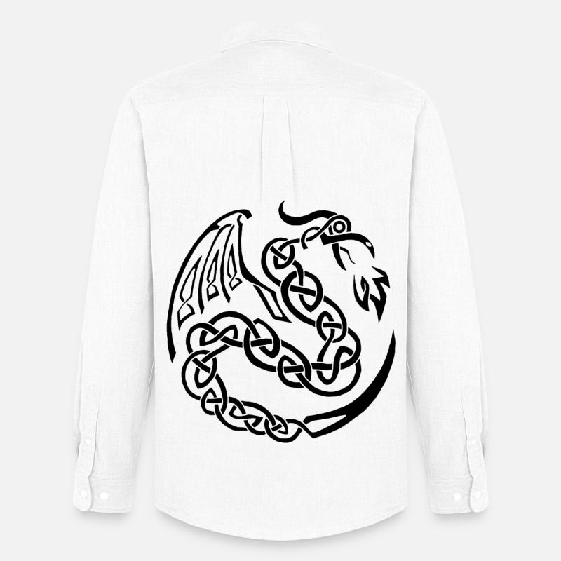 Schwarzer keltischer Drache - Männer Oxford Hemd von Stanley/Stella - Weiß