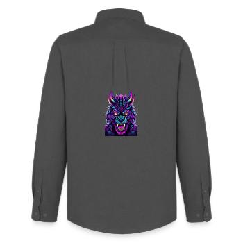 Neon Wolfsgeist - Männer Oxford Hemd von Stanley/Stella - Anthrazit - Hinten - AI Model Male 185 dark (185cm)
