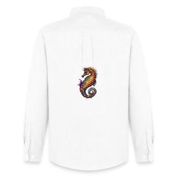 Ornamental Seahorse Sea of Colors - Men's Oxford Shirt by Stanley/Stella - white - Back - AI Model Male 185 dark (185cm)