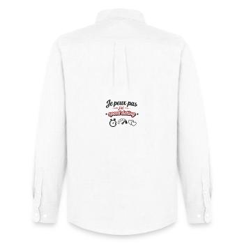 Je peux pas j’ai speed dating – humour et message  - Chemise Oxford homme Stanley/Stella - blanc - Dos - AI Model Male 185 dark (185cm)