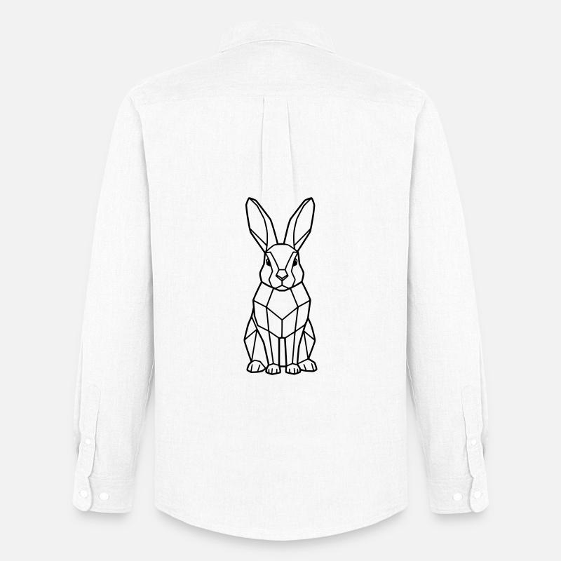 Geometrischer Hase Low Poly Outline - Männer Oxford Hemd von Stanley/Stella - Weiß