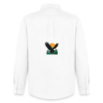 Eagle Pixel – Sonnenuntergang in den Bergen - Männer Oxford Hemd von Stanley/Stella - Weiß - Hinten - AI Model Male 185 dark (185cm)