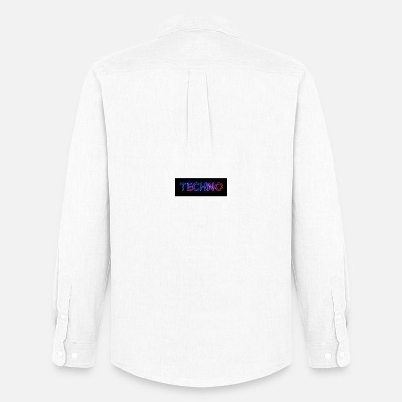 Techno Neon Glitch Text - Männer Oxford Hemd von Stanley/Stella - Weiß