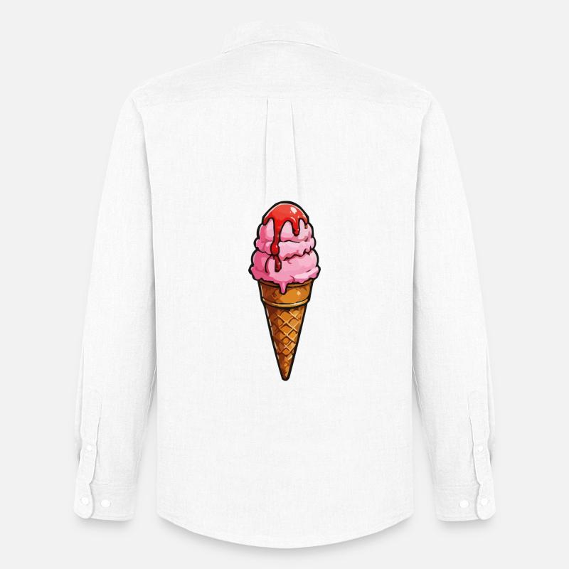 Cartoon Eiscreme Rosa Kugeln Sirup - Männer Oxford Hemd von Stanley/Stella - Weiß