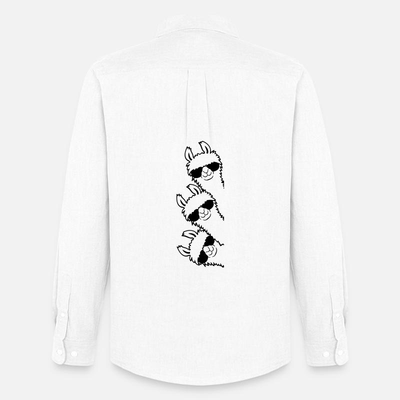Freunde Lama Team - Männer Oxford Hemd von Stanley/Stella - Weiß