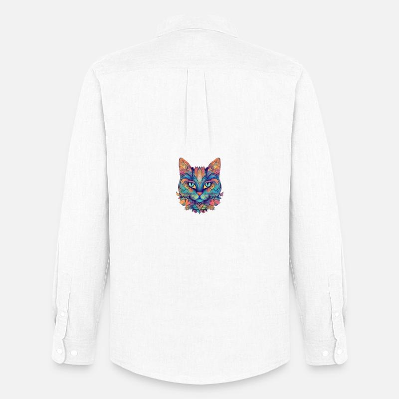 Abstrakten Katze - Männer Oxford Hemd von Stanley/Stella - Weiß
