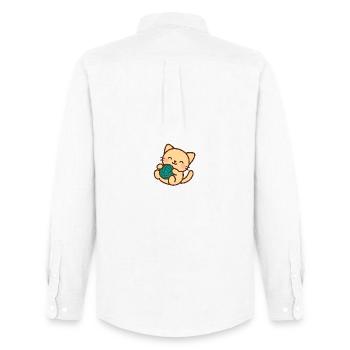 Cuddly kitten and blue ball - Men's Oxford Shirt by Stanley/Stella - white - Back - AI Model Male 185 dark (185cm)