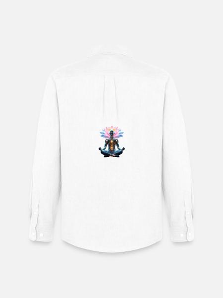 Zen Cyborg and Glowing Lotus - Men's Oxford Shirt by Stanley/Stella - white