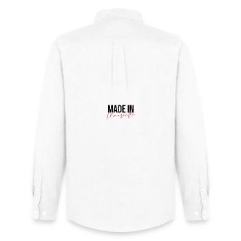 Made in Marseille - Chemise Oxford homme Stanley/Stella - blanc - Dos - AI Model Male 185 dark (185cm)
