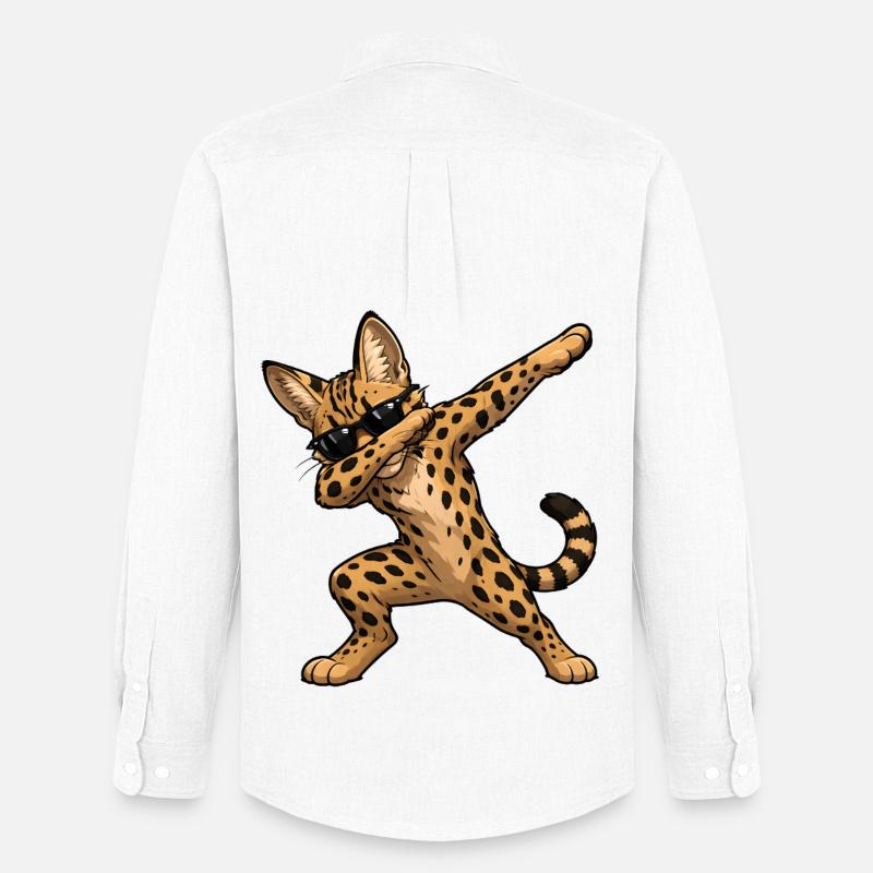 Dabbing Savannah Katze - Männer Oxford Hemd von Stanley/Stella - Weiß