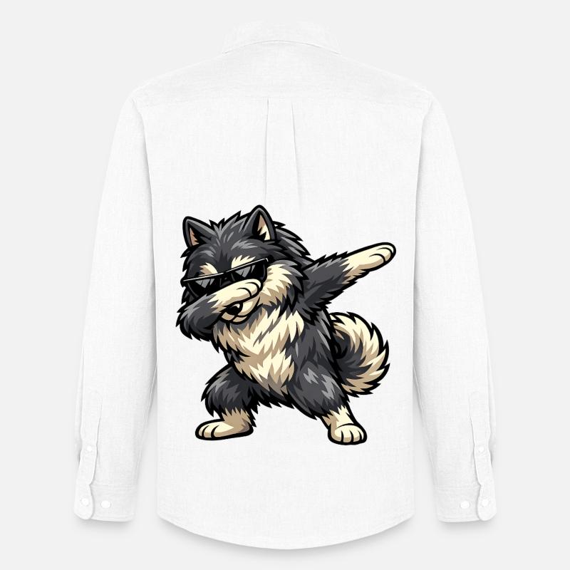 Dabbing Wolfsspitz - Männer Oxford Hemd von Stanley/Stella - Weiß