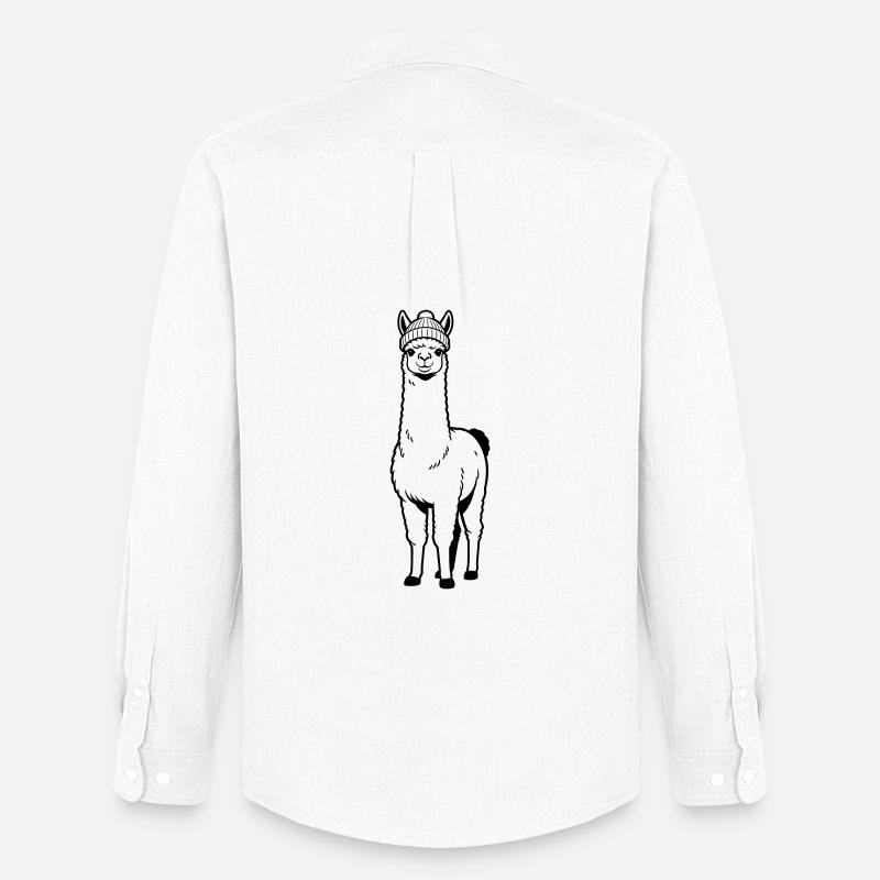 Llama Beanie - Männer Oxford Hemd von Stanley/Stella - Weiß