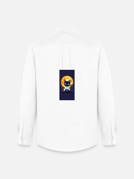 Moonlight Cat in Ghost Cloak - Men's Oxford Shirt by Stanley/Stella - white