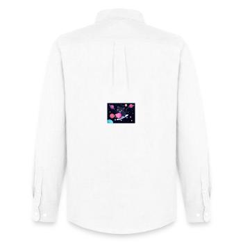 Galaxie Nuit Skateboard Chat - Chemise Oxford homme Stanley/Stella - blanc - Dos - AI Model Male 185 dark (185cm)