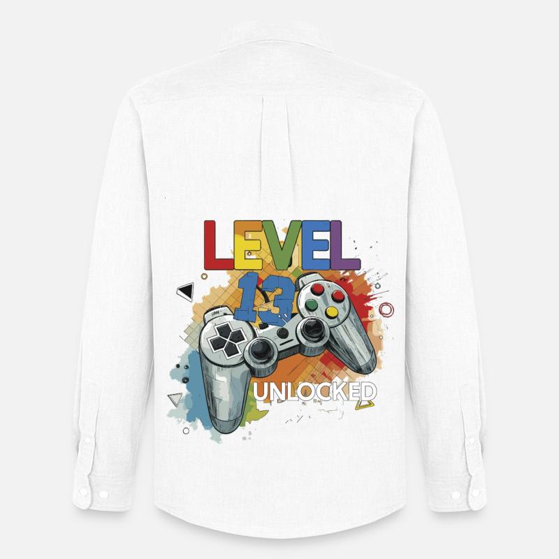 Level 13 Freigeschaltet Controller Graffiti Geburt - Männer Oxford Hemd von Stanley/Stella - Weiß