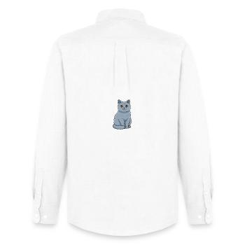 Britisch Kurzhaar Katze Haustier - Männer Oxford Hemd von Stanley/Stella - Weiß - Hinten - AI Model Male 185 dark (185cm)