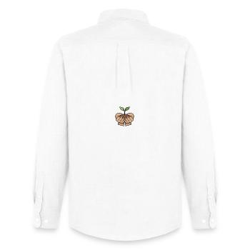 Hands protect plant growth - Men's Oxford Shirt by Stanley/Stella - white - Back - AI Model Male 185 dark (185cm)