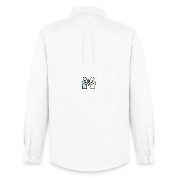 Proud parents with baby | Modern pictogram - Men's Oxford Shirt by Stanley/Stella - white - Back - AI Model Male 185 dark (185cm)