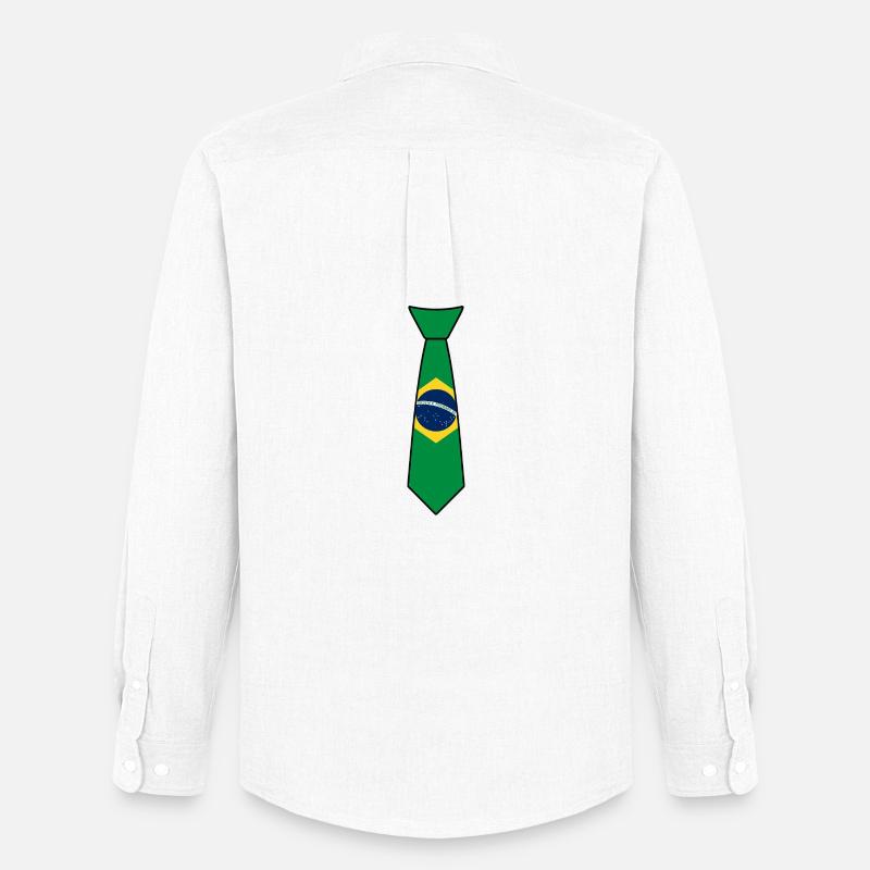 Brasilien-Krawatte – Flaggendesign - Männer Oxford Hemd von Stanley/Stella - Weiß