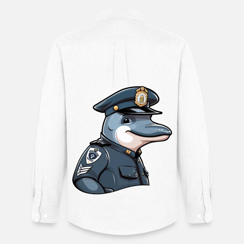 Delfin Polizei - Männer Oxford Hemd von Stanley/Stella - Weiß