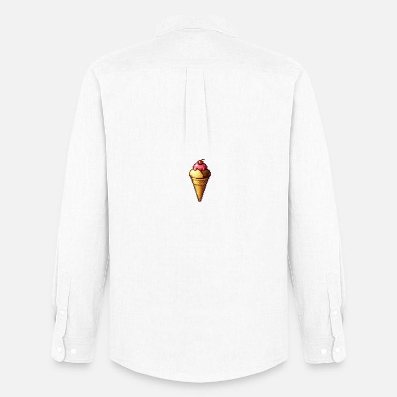 Retro Pixel Eiscreme Cone - Männer Oxford Hemd von Stanley/Stella - Weiß