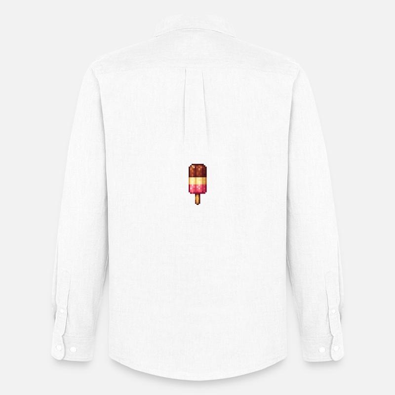 Retro Pixel Eis am Stiel - Männer Oxford Hemd von Stanley/Stella - Weiß