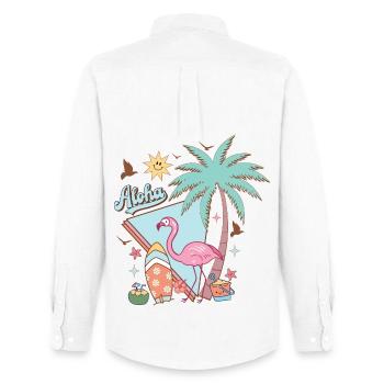 Aloha Été - Chemise Oxford homme Stanley/Stella - blanc - Dos - AI Model Male 185 dark (185cm)
